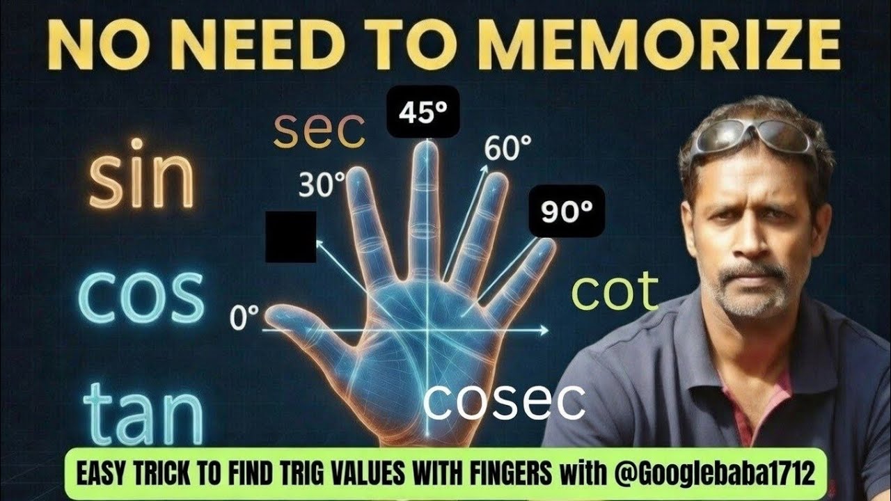 Never Forget Trig Values Again | Fingers Trick Method | 0°, 30°, 45°, 60°, 90° Values in 30 Seconds😱
