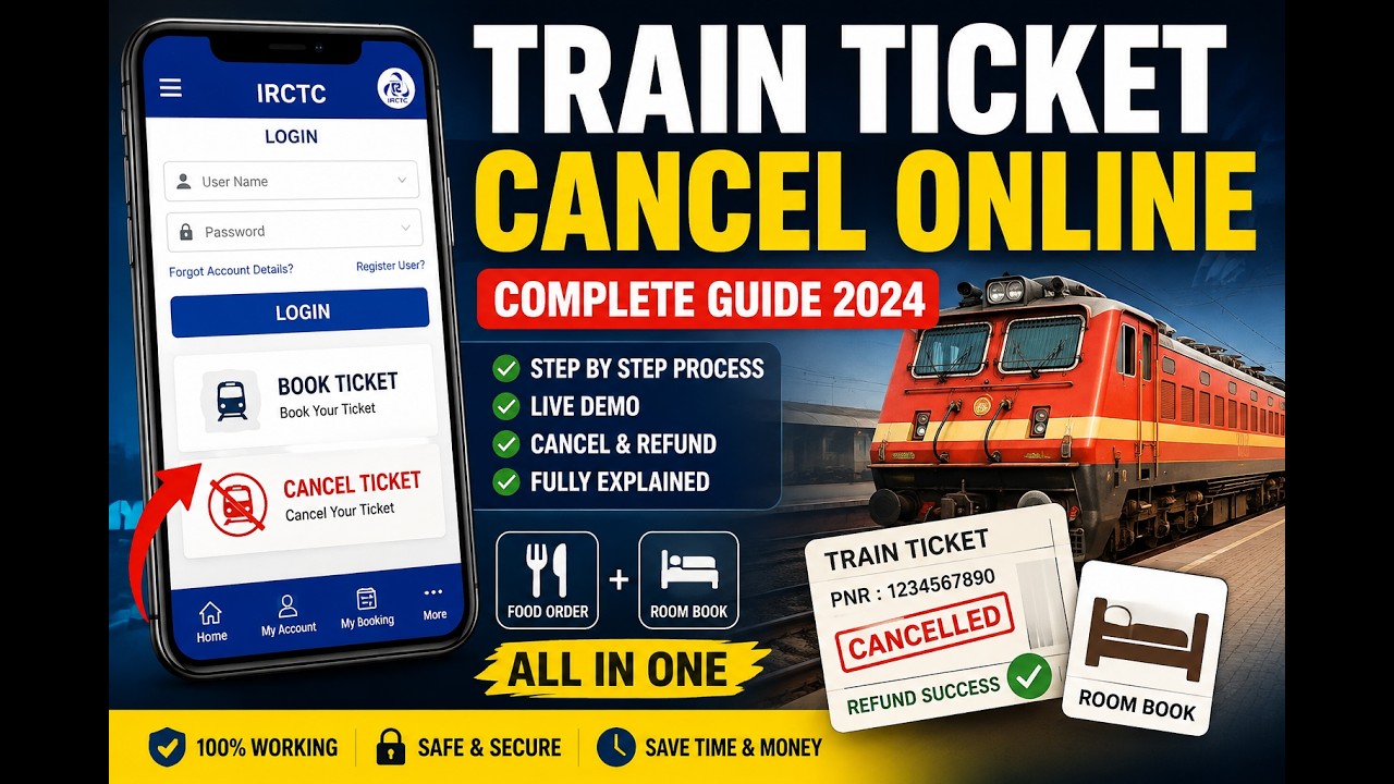 Train Ticket Cancel Online| Train Food Book|Room Book In Station