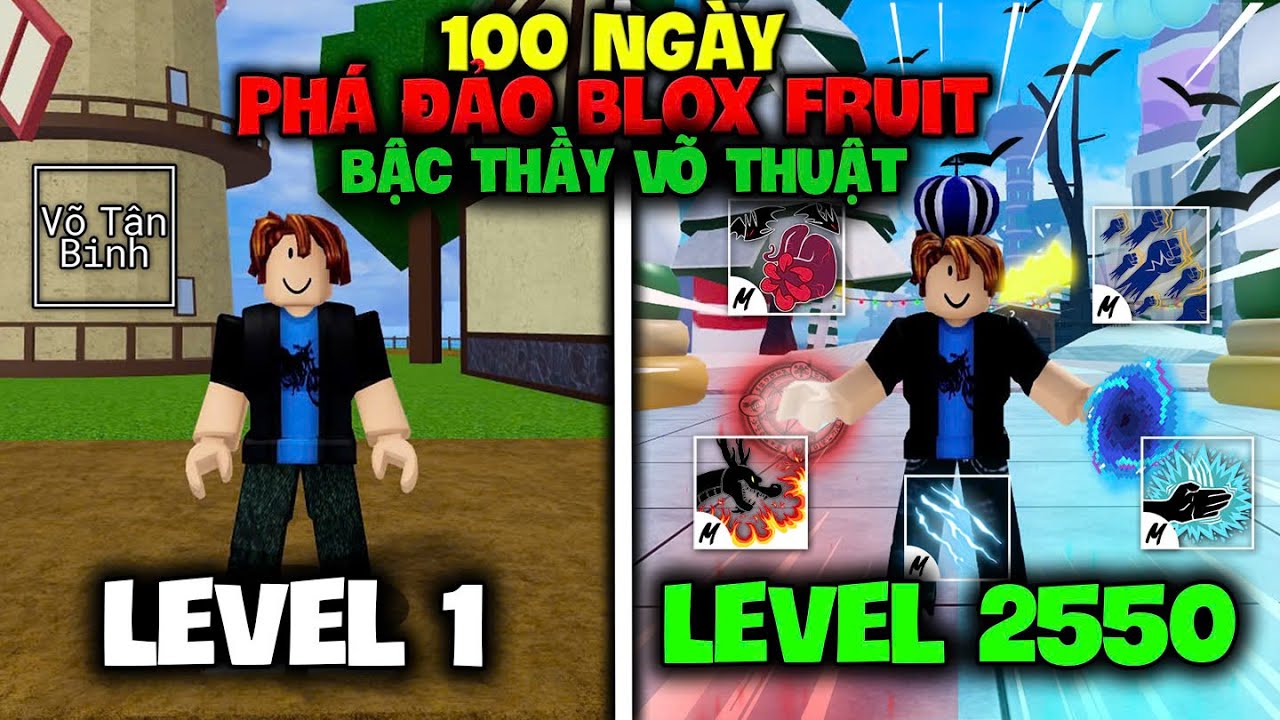 ZAPATO THỬ THÁCH 100 NGÀY PHÁ ĐẢO BLOX FRUIT TỪ LEVEL 1-2550 LẤY TẤT CẢ MELEE TRONG BLOX FRUIT