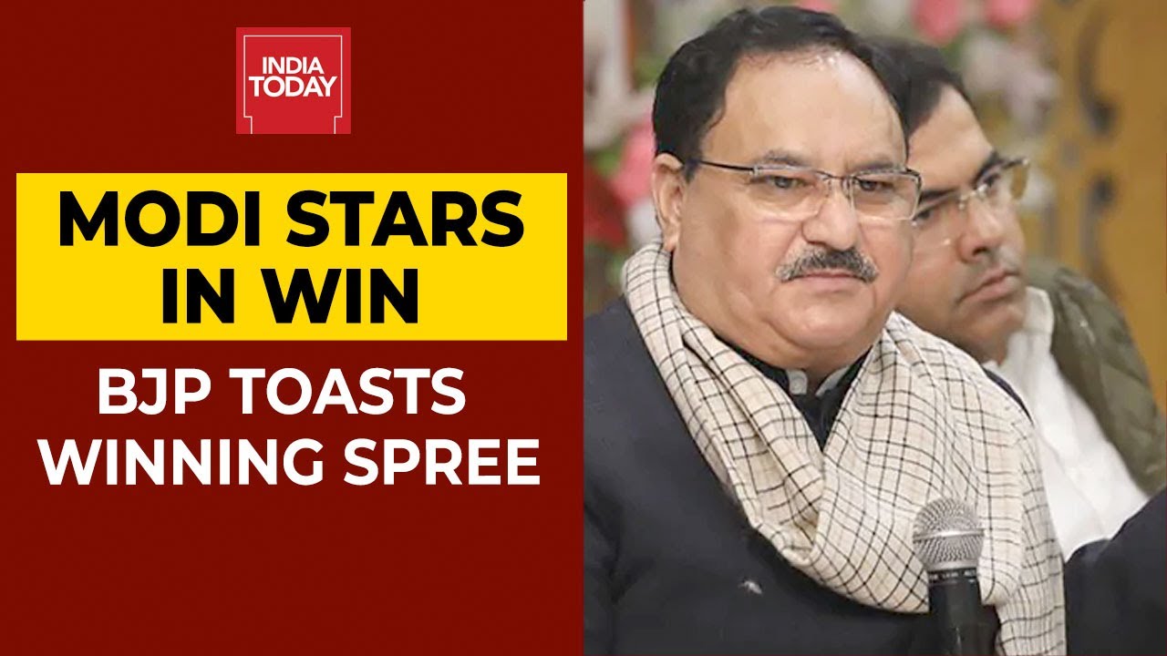 BJP Chief JP Nadda Addresses Partyworkers During Bihar Victory Celebrations In Delhi