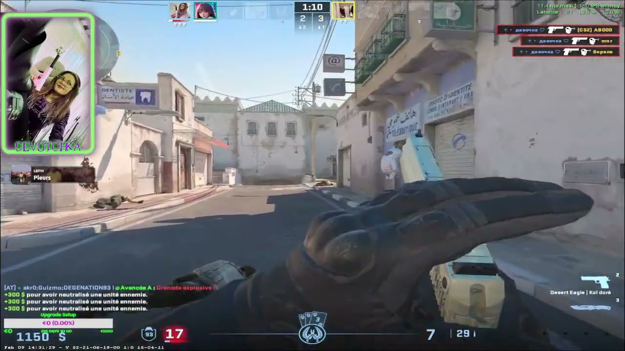 3 kills Dust II long - DEAGLE HS - DevoTchkA - Eymma avec Akr0w_ XD | #eymma sur #Twitch