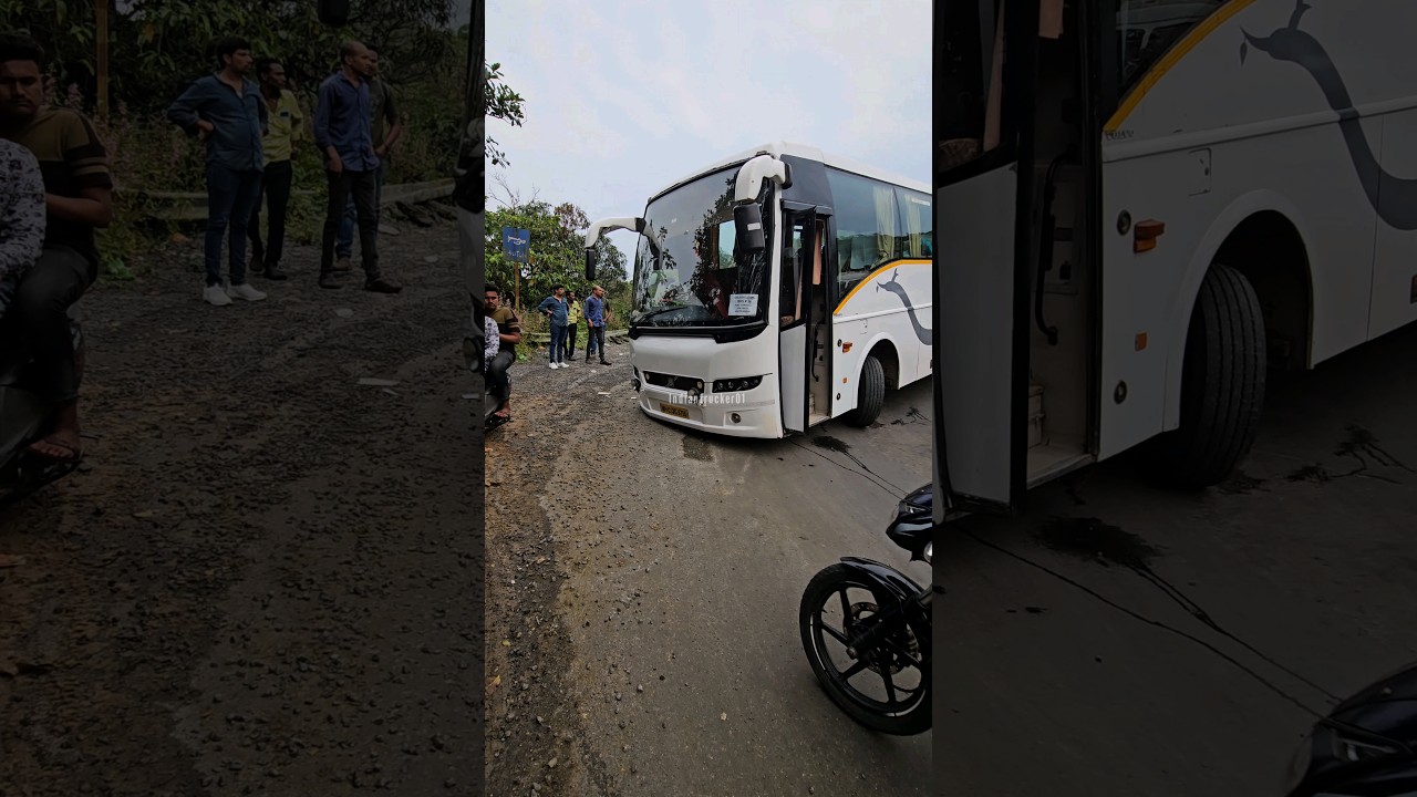 Volvo bus got stuck #volvo #bus #trending #foryou #new #viral #trendingshorts #trend #yt #shorts