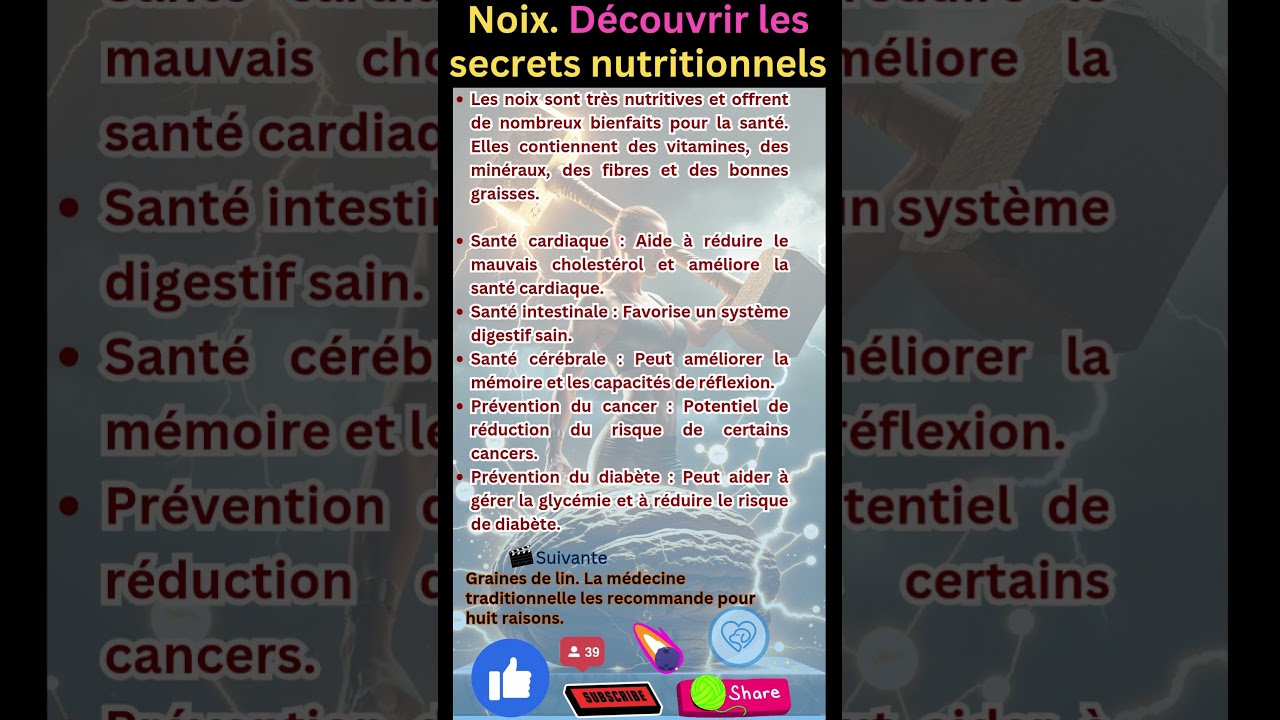 Noix. D&eacute;couvrir les secrets nutritionnels. #sant&eacute;