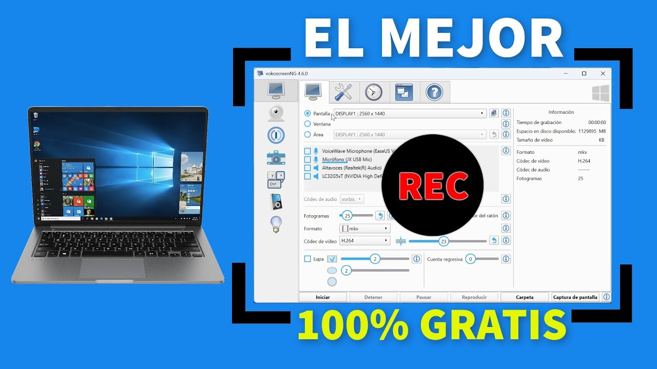El Mejor Grabador de Pantalla 100% Gratuito Sin Registro de Correo y de Codigo Abierto para Windows