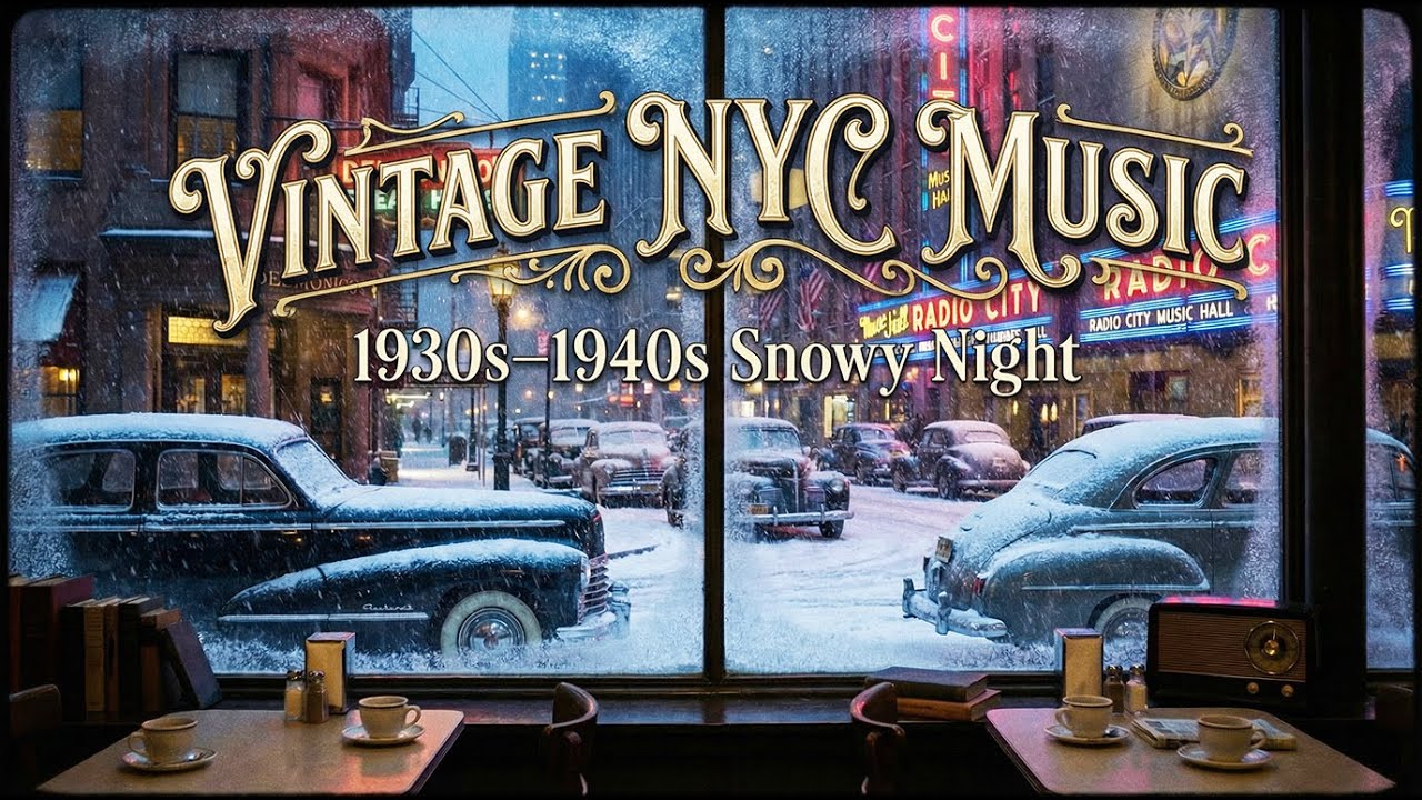 Vintage Music 1930s–1940s NYC | Snowy Midtown Night & Old City Jazz Ambience