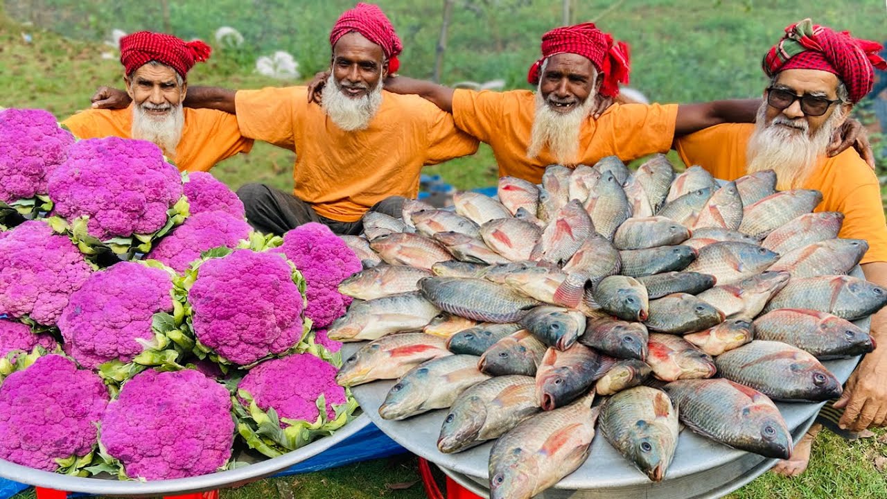 Fish Curry with Purple Cauliflower - Tilapia Fish & Colorful Fulkopi Mixed Gravy Recipe