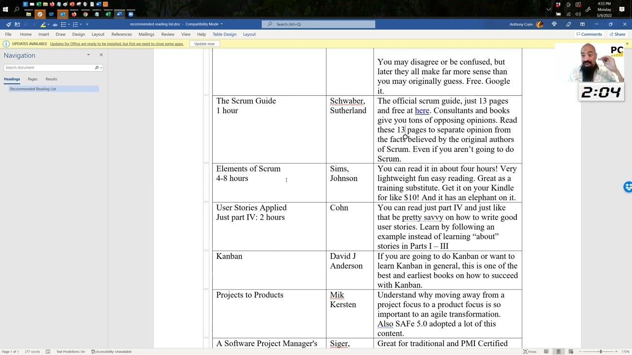 Agile Reading List Experiment