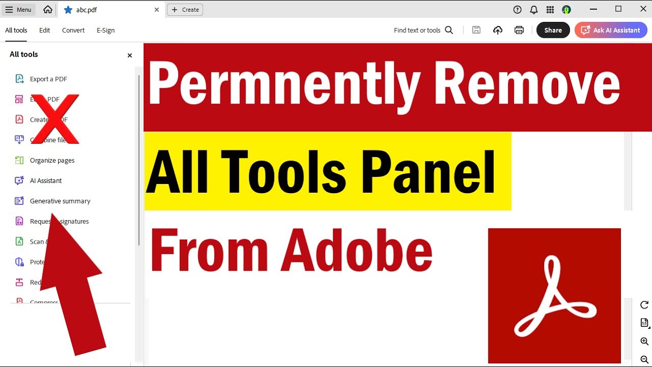 How To Permanently Hide Tools Pane in Adobe Reader | Disable All Tools Pane in Adobe Acrobat Reader
