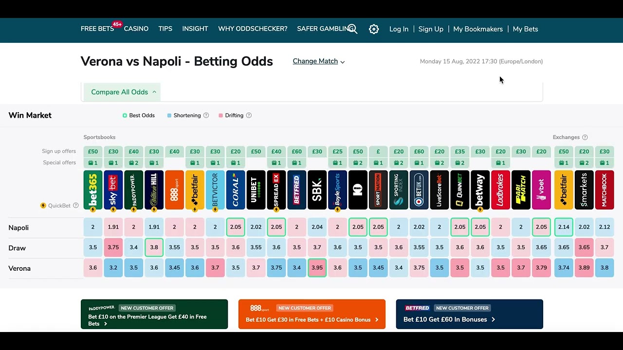 2ups Match Betting on Monday nights