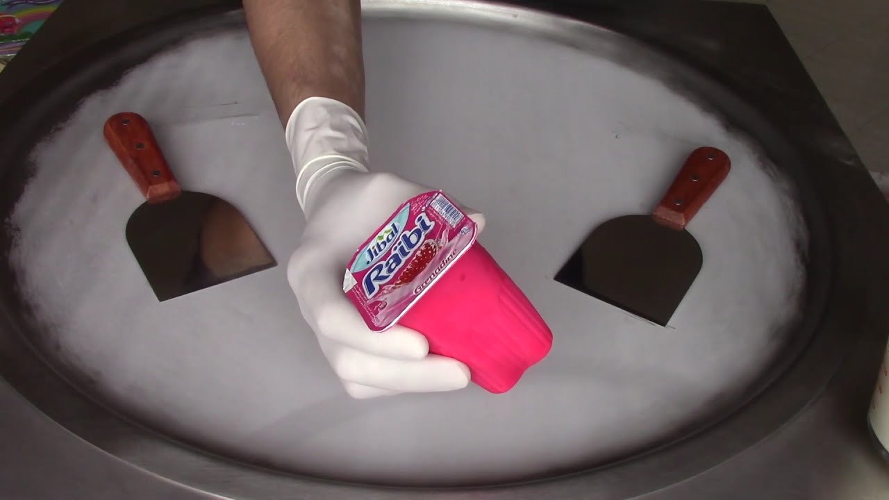 Raibi Ice Cream Rolls with Strawberry Yogurt Satisfying Street Food Thailand Rolled Ice Cream