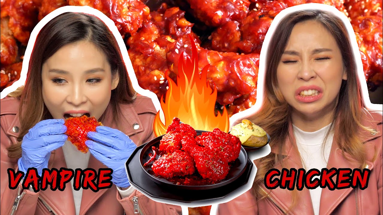 Trying Vampire Chicken 🔥 😱 - Spiciest Chicken in Korea 뱀파이어 치킨