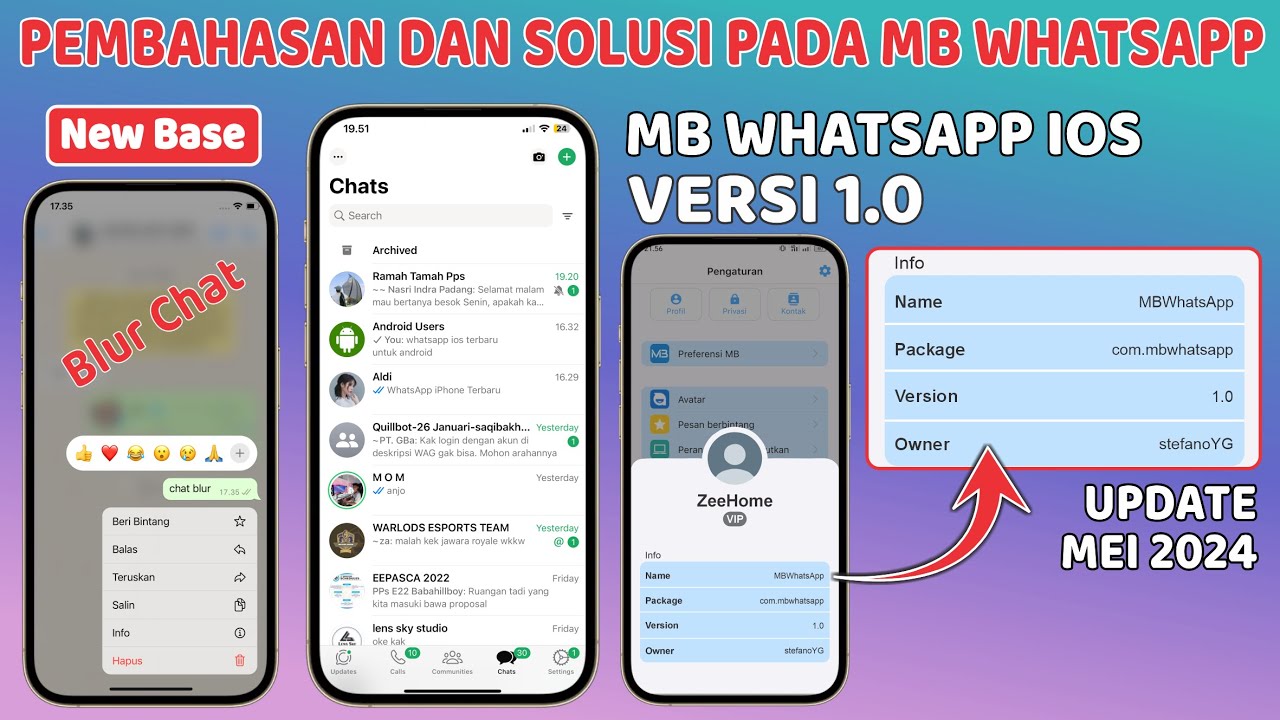 Pembahasan dan Solusi pada MB WhatsApp versi 1.0 Update MEI 2024 ⚡ Ubah WA Android jadi iPhone