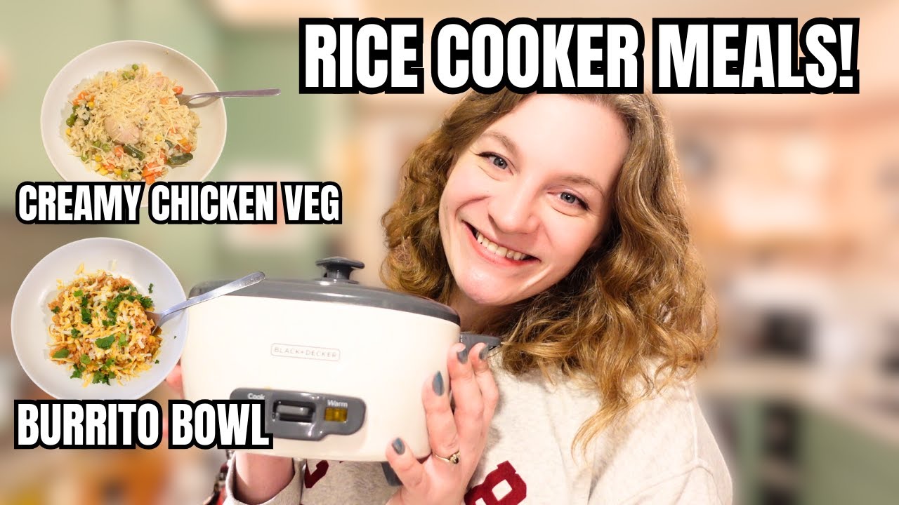 EASY RICE COOKER MEALS FOR ONE! SINGLE SERVING CHICKEN & RICE AND BURRITO BOWL!