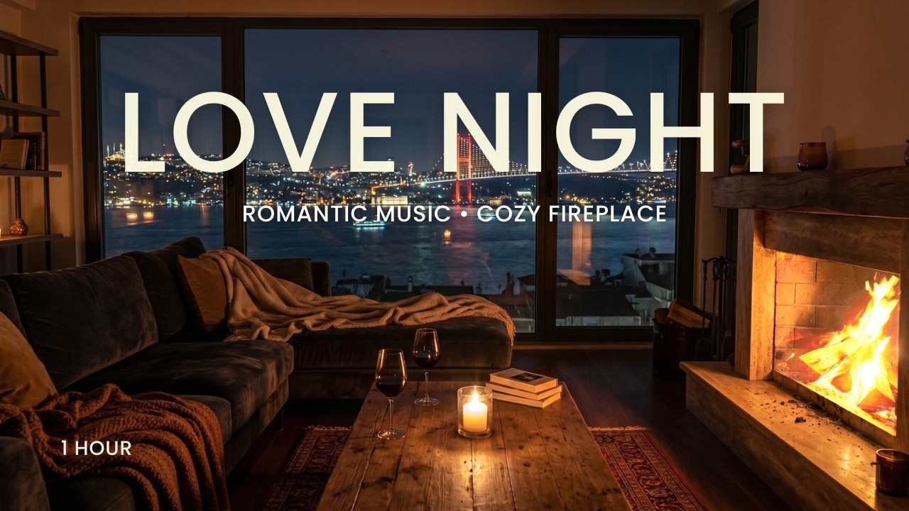 LOVE NIGHT 🍷 Romantic Night Music with Cozy Fireplace & Wine Ambience (1 Hour) Ep. 25