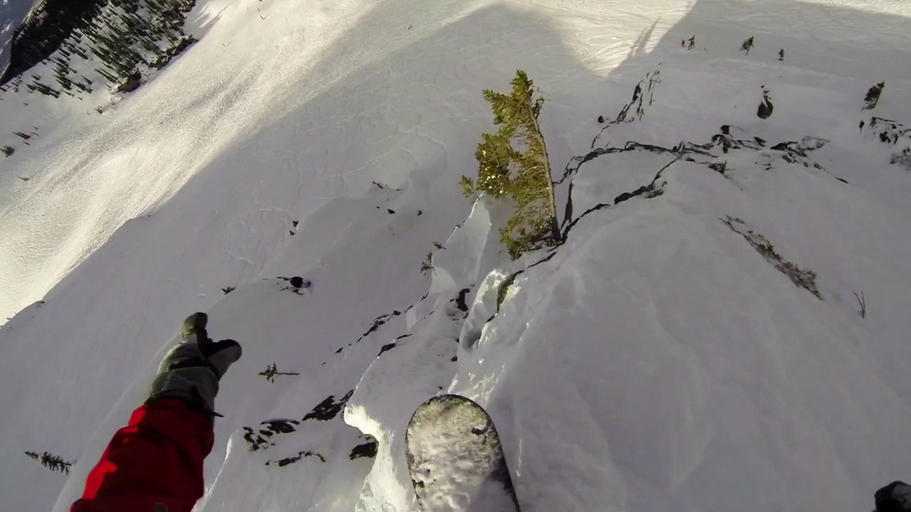 Revelstoke Sick 20 m drop on snowboard