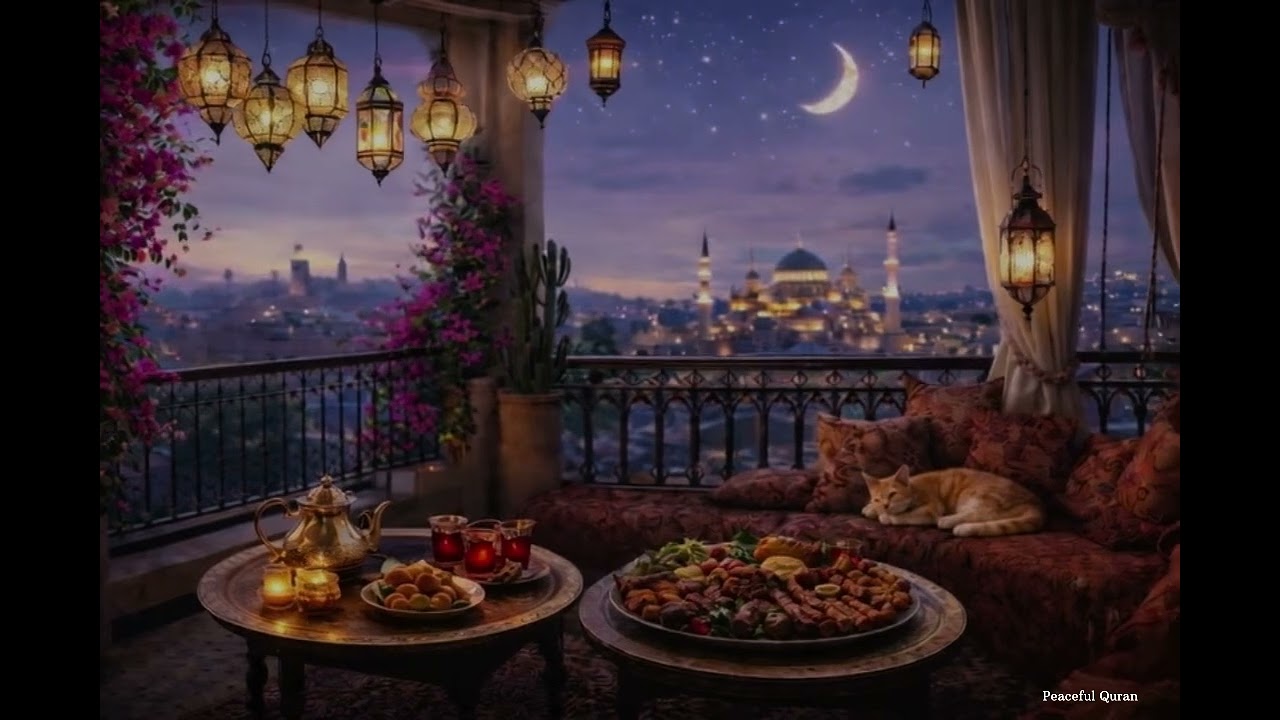 اجواء فطور رمضان 🌙 قرآن + صوت المدفع + صوت الاذان + دعاء الصيام | الشيخ عبدالباسط (الانفال والتوبة)
