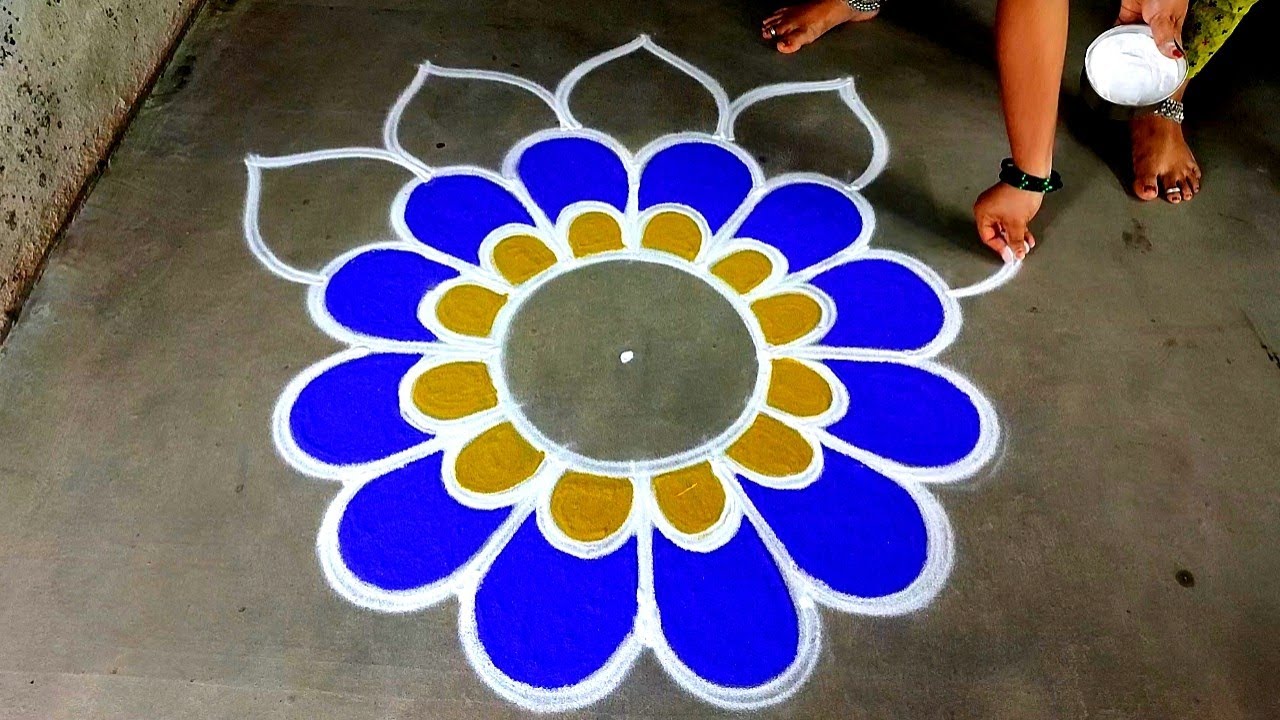 Diwali2023 simple colour kolam|5*3Deepavali beautiful rangoli designs|deepammuggulu| Amazingrangoli