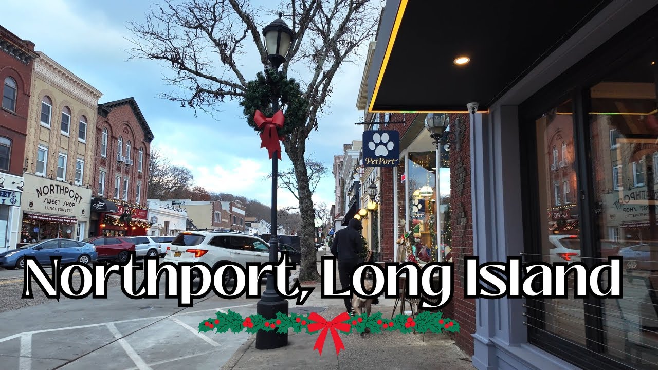 [4K] Long Island CHRISTMAS WALK 🎄 Harborside TOWN