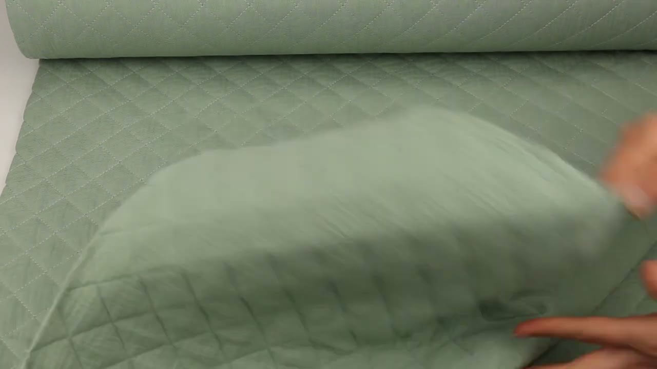 Musselin Steppstoff - Rauten - Uni - Lichtgr&uuml;n