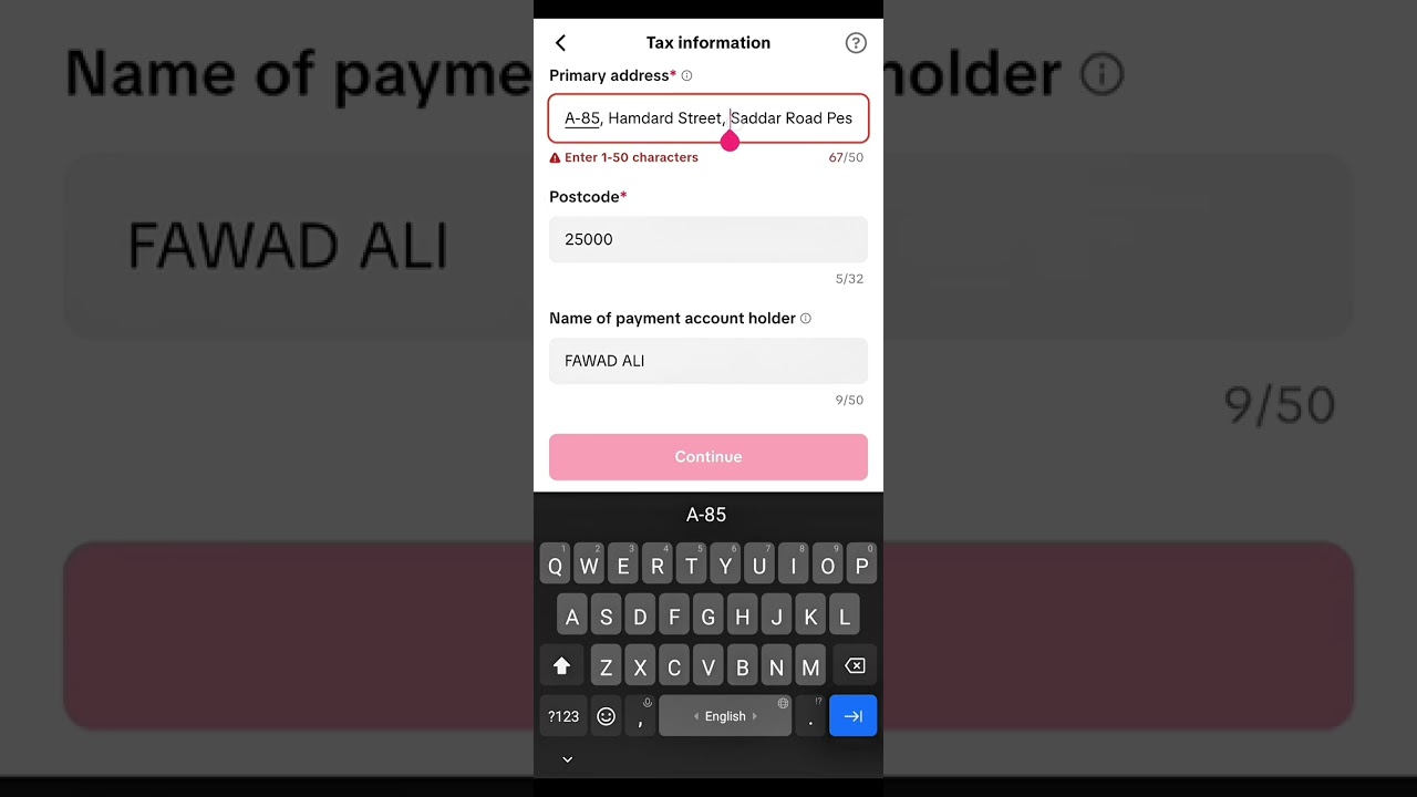 Tiktok shop for creator UK account identity verification address verification and tax information