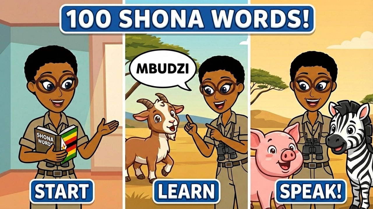Learn Shona at Home | 100 Words Every Bilingual Family Needs - Animals, Family, Numbers