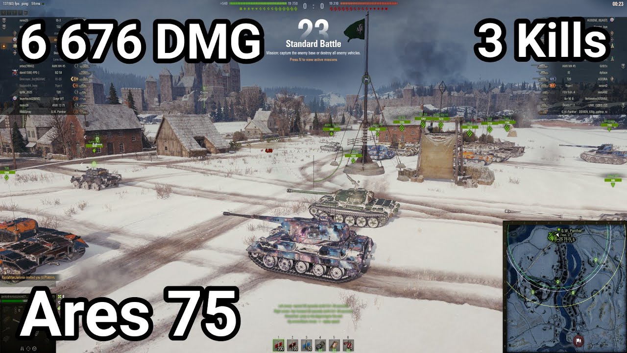 Ares 75 - 6 676 damage / 3 kill / 320 blocked / 103 assist