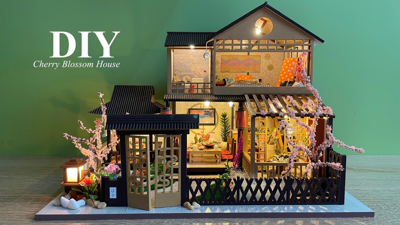 Cherry Blossom House | DIY Miniature Dollhouse Crafts | Relaxing Satisfying Video