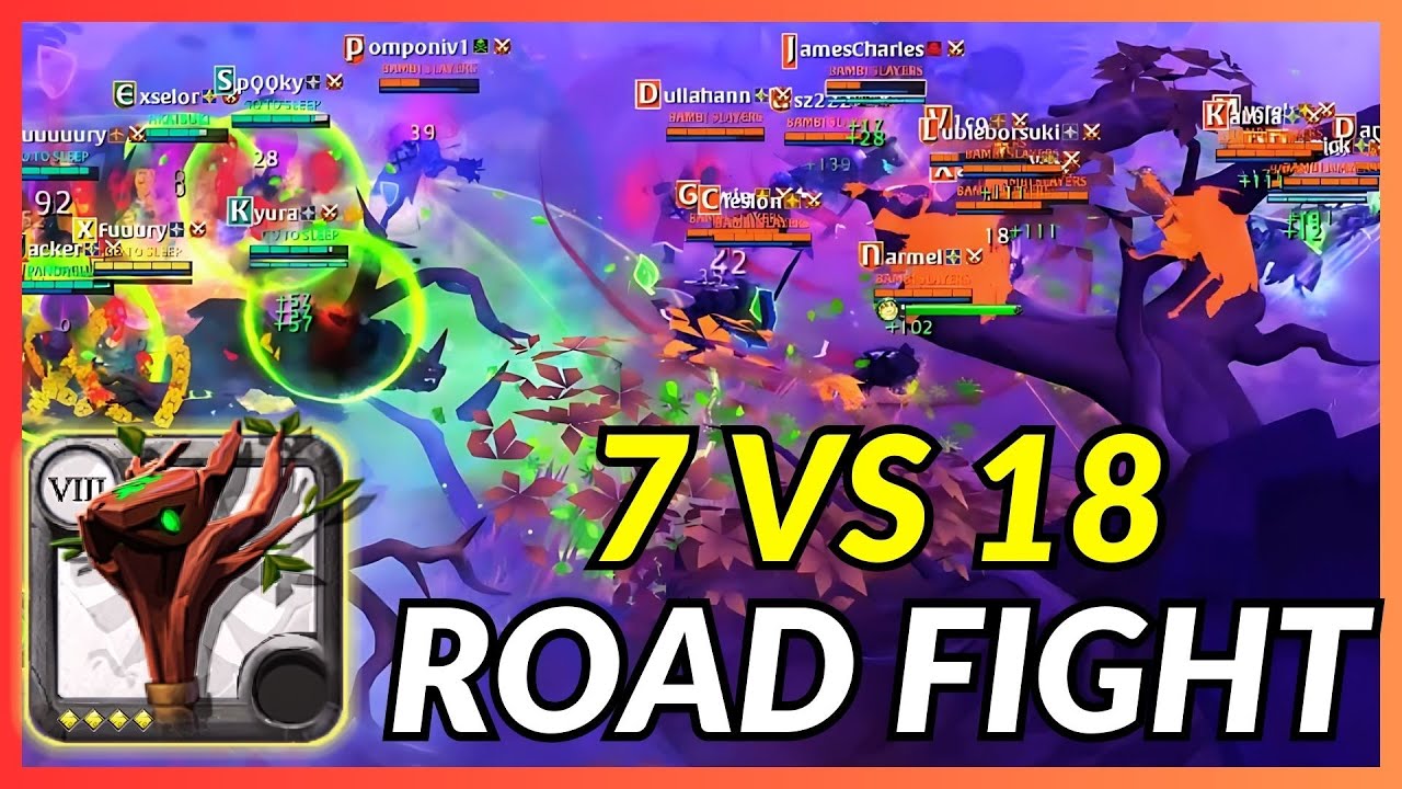 Albion Online Epic 7 vs 18 Avalonian Road Fight Rootbound Staff