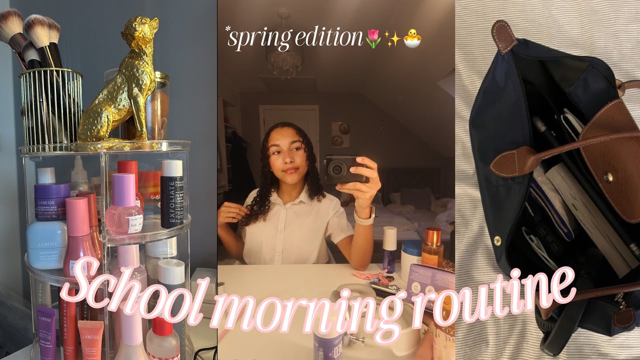 SPRING SCHOOL MORNING ROUTINE!! (waking up at 6am, grwm, breakfast)