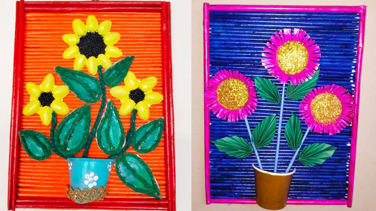 easy and beautiful wall hanging craft ideas//Two beautiful wall hanging//paper roll wall hanging 💡