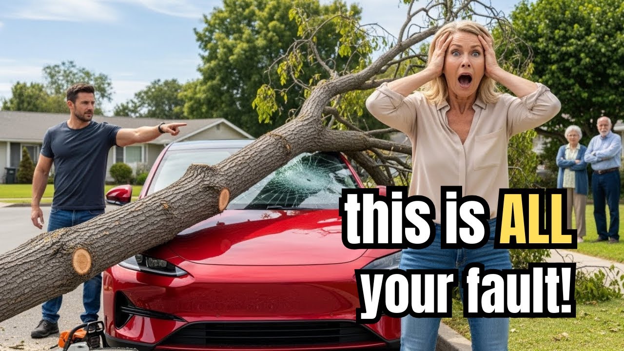 HOA Karen,s Cut My Tree to “Improve the View”—It Crushed Her Tesla—Now She’s Suing Me?