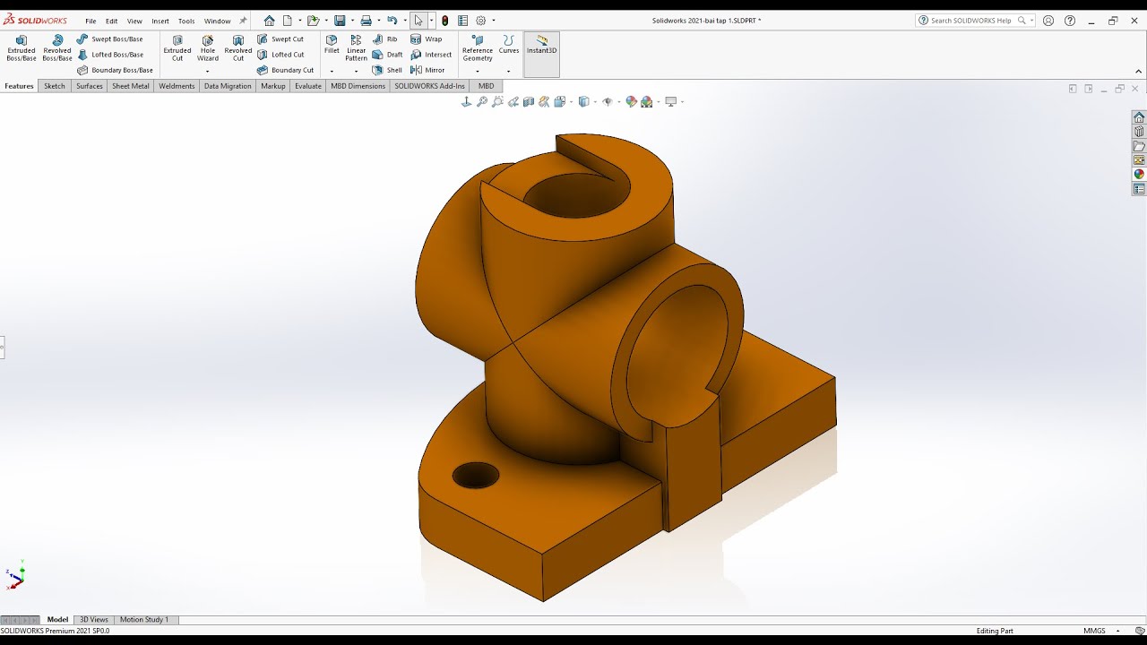 Thực Hành Vẽ Nhanh Solidworks 2021- Bai Tập 001