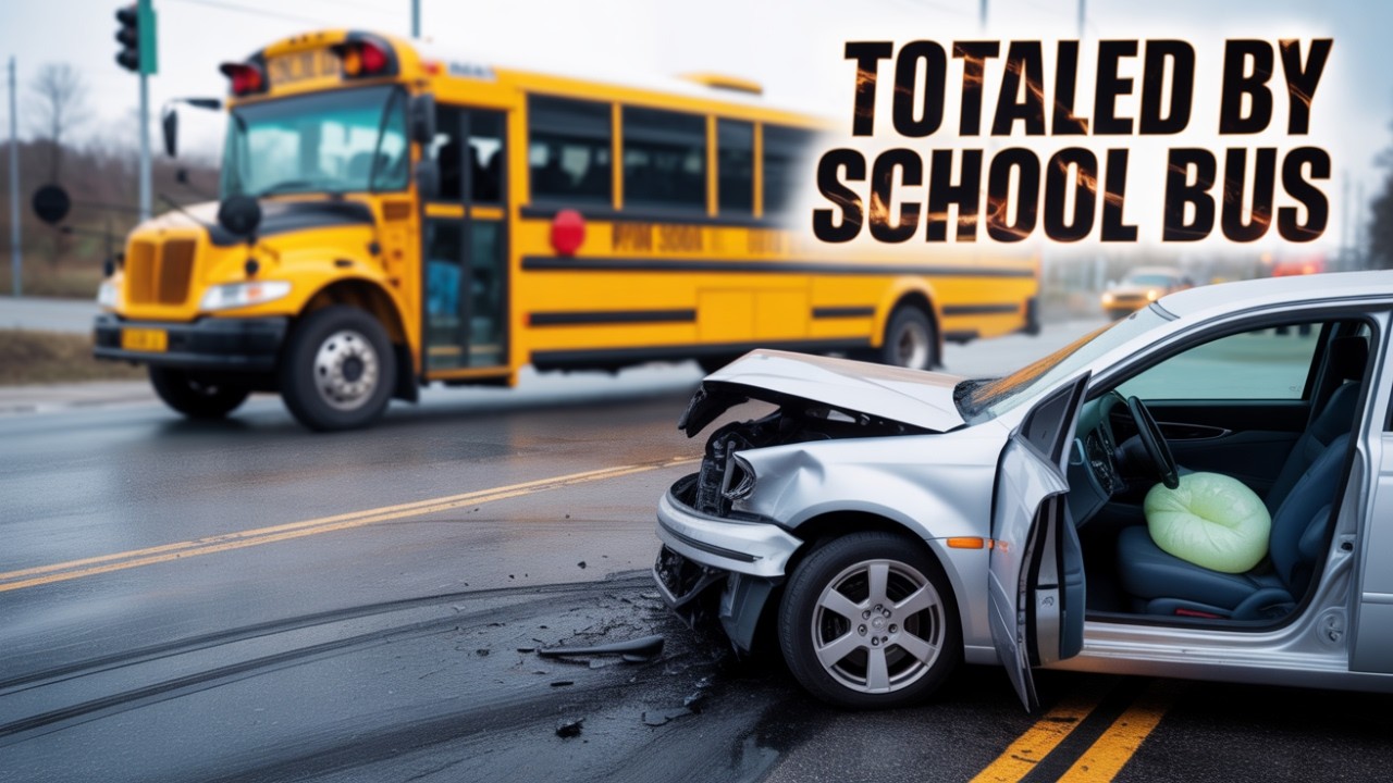 This customer was T-boned by a school bus and wanted to drive homw