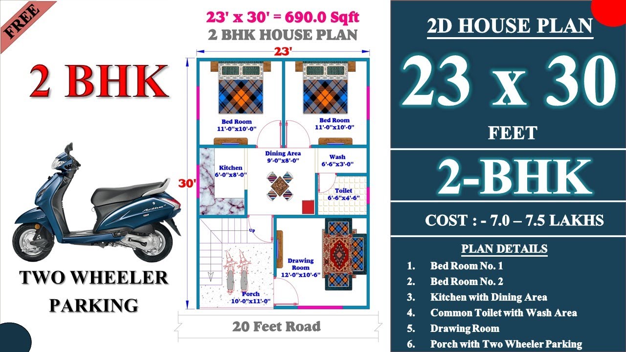 23x30 House Design - Step by Step Construction