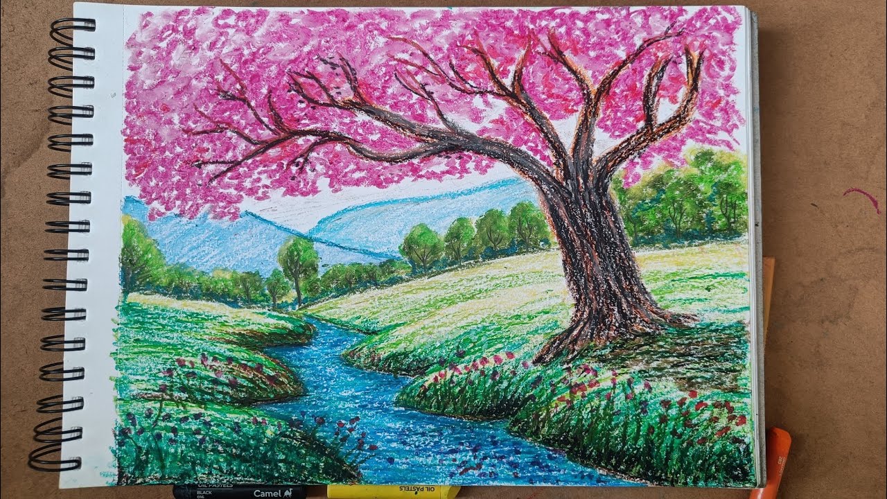 Beautiful Landscapes View Drawing With Oil Pestel|Landscape View|Oil Pestel| 