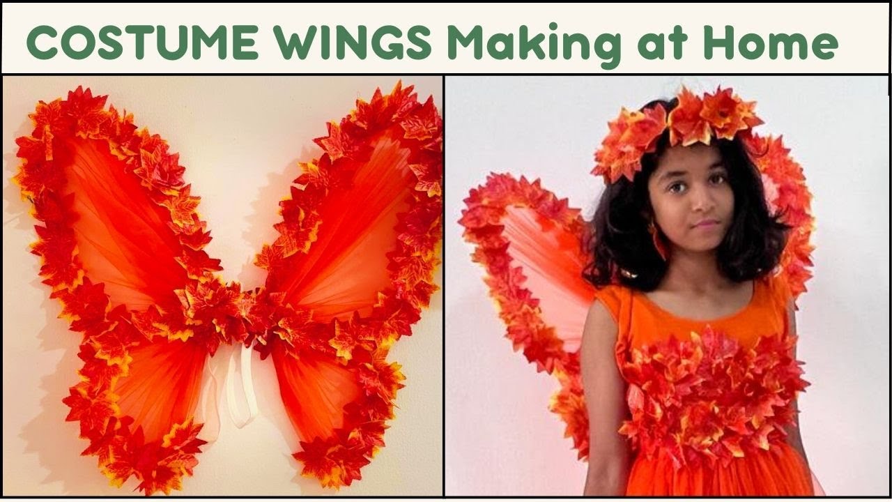 DIY Autumn Theme Maple leaves Butterfly Wings | How to make Fairy Wings | Wings with Net and Hangers