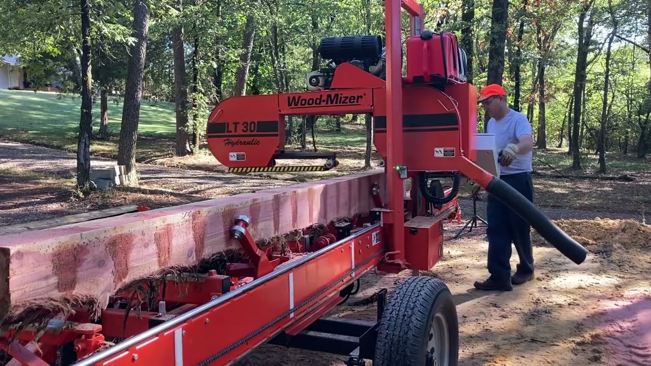 Sawing lots of Eastern Red Cedar into 6x6’s and 1 by’s for mill shed