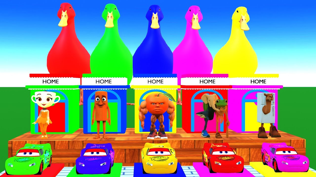 Funny Long Side Game With Elephant Gorilla Tiger Cow Hippo Loin Funny 3D Animals Game