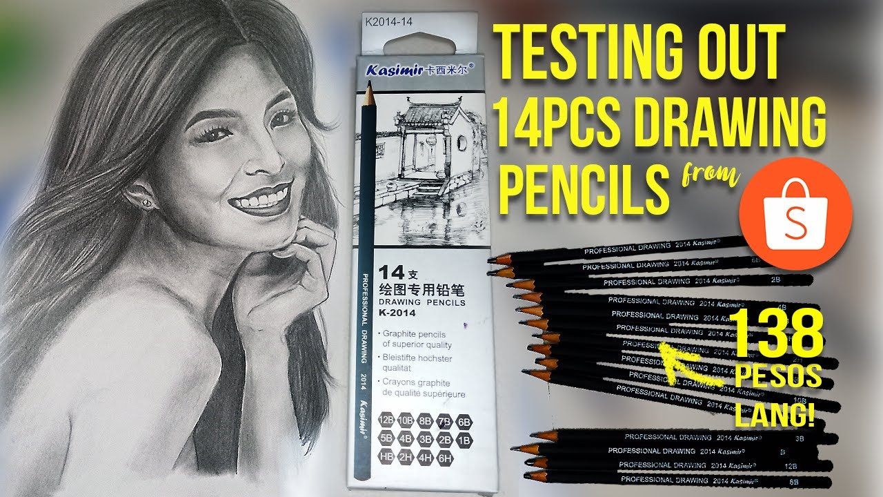 TRYING OUT KASIMIR 14PCS DRAWING PENCILS FROM SHOPEE + DRAWING DEMO