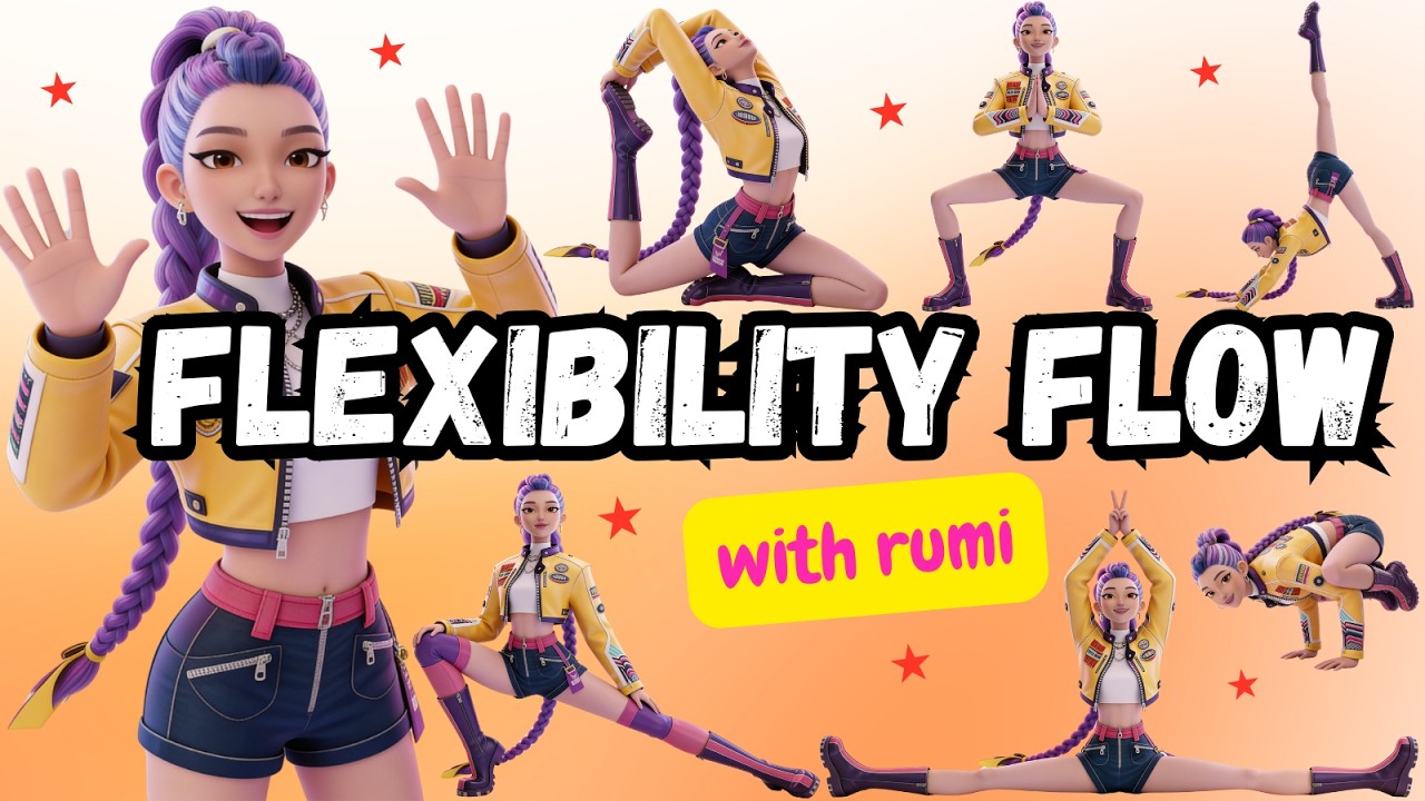 Kids Flexibility Flow Yoga | Stretch & Grow with Rumi Kpop Hunters | HUNTRIX STRETCHING | 8 Min Yoga