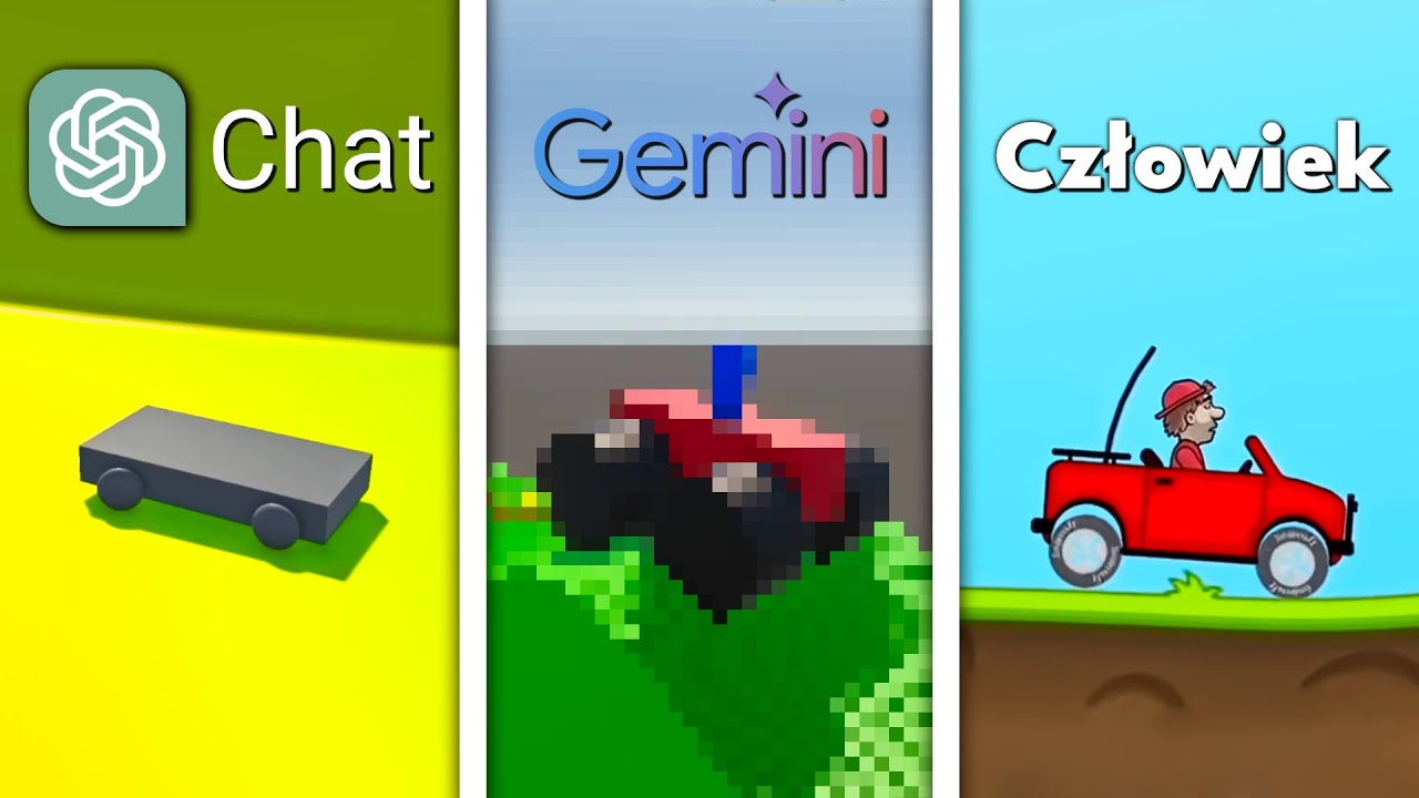 ChatGPT vs Gemini vs Człowiek tworzą Hill Climb Racing w 3D