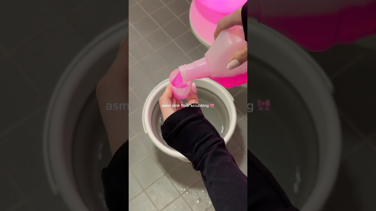 pink bathroom floor scrub 🌸 #shorts #cleantok #asmrcleaning #floorcleaning #asmr #cleaningtherapy