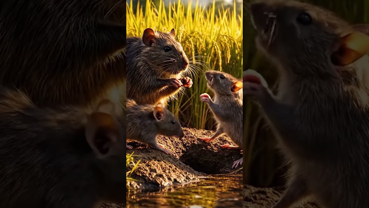Mouse Family In The Golden Field