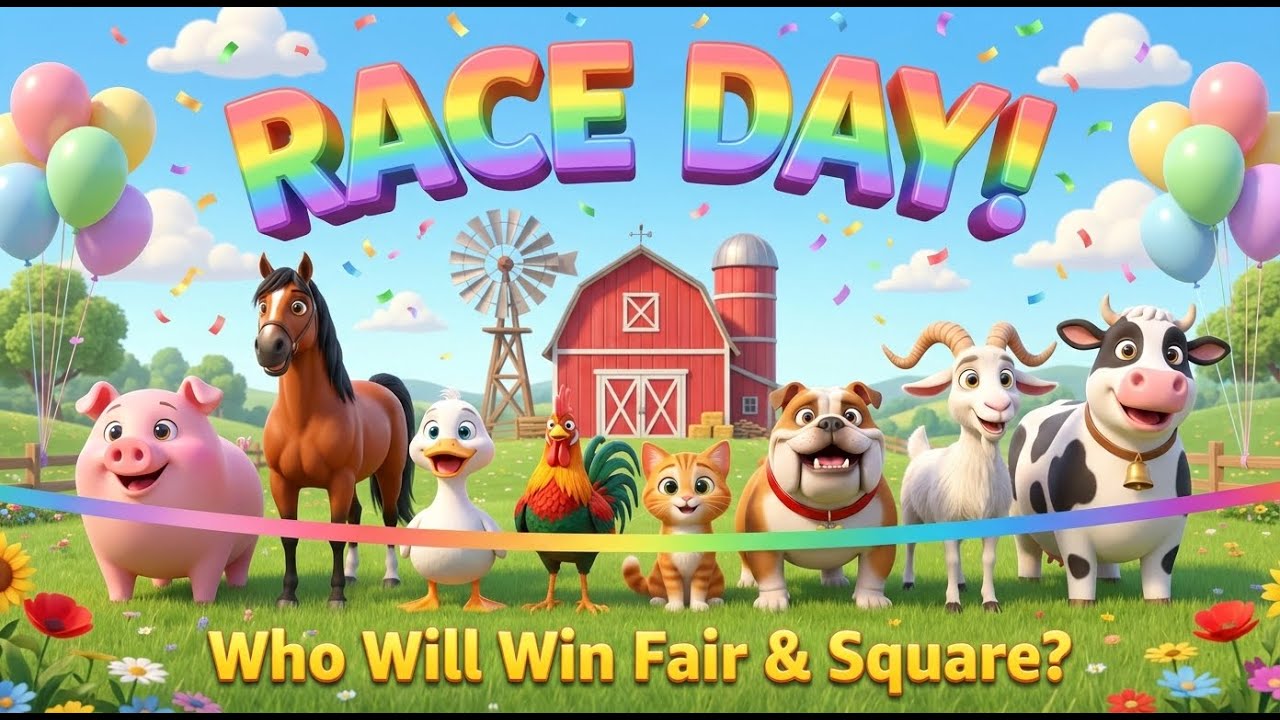Farm Animals Race Day 🐴🐷🐔 Learn Fair Play & Sportsmanship | Kids Educational Cartoon  Farm Adventure