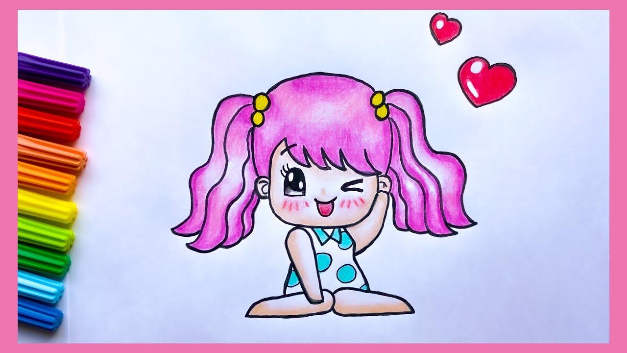 Como desenhar uma Garota Fofa 💜 Desenho passo a passo / Desenhos fofos / Desenho Kawaii / Cute