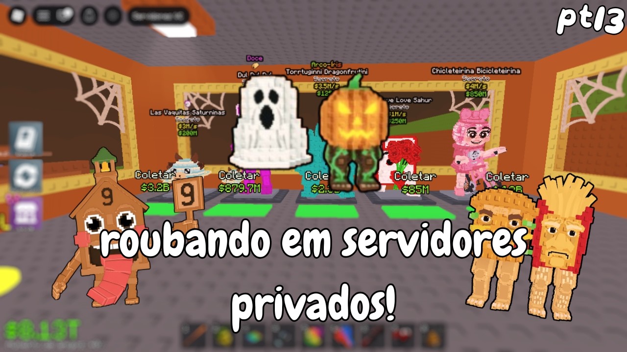 🔥ROUBANDO BRAINROTS EM SERVIDORES PRIVADOS NO ROUBE UM BRAINROT!! - parte 13🤩