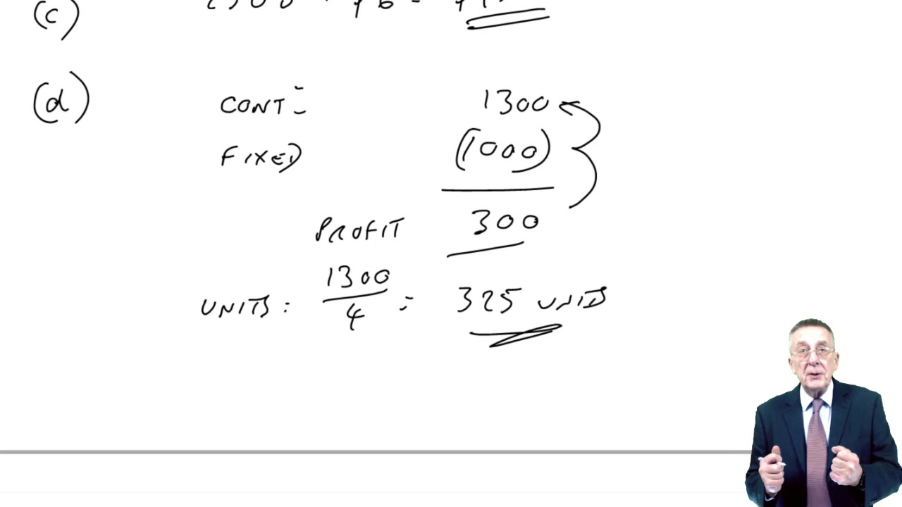 Cost Volume Profit Analysis &ndash; Breakeven - ACCA Performance Management (PM)
