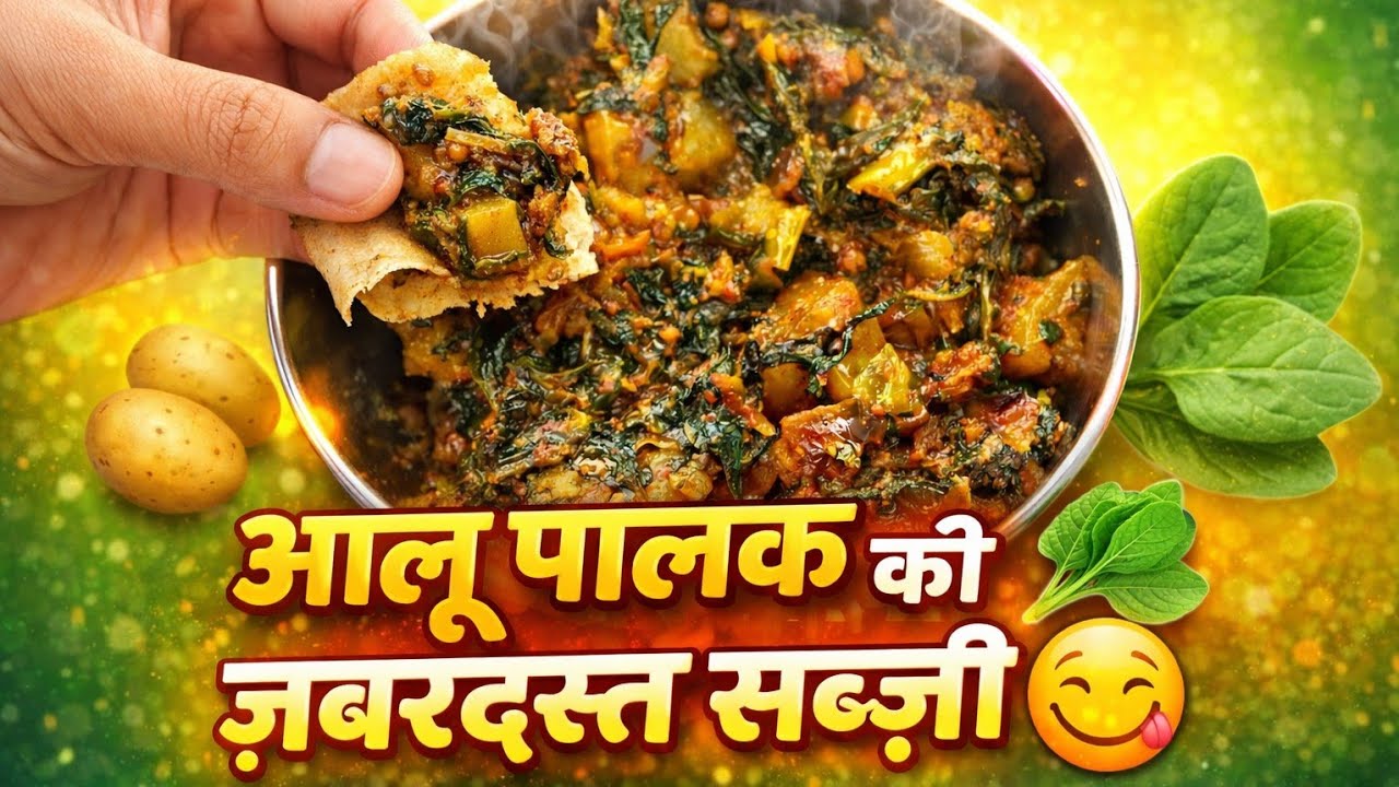 Aloo Palak Recipe new way very easy & tasty😋 Healthysabji #food #aloopalak #viral #trending #explore