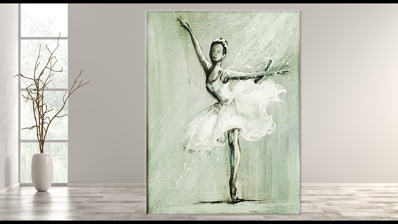 Step by step/4 Colour Painting  for beginner /Dancing Ballerina/ Painting wit Acrylic/ MariArtHome
