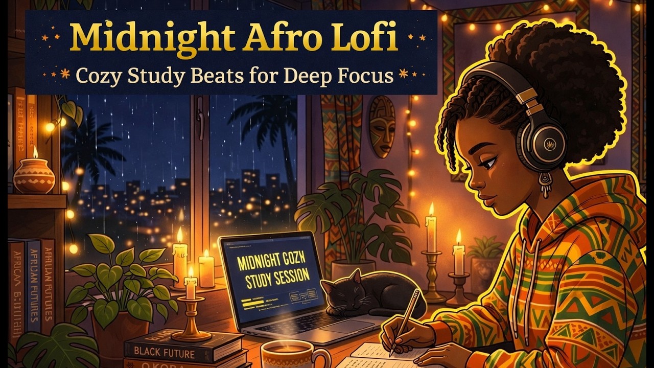 Midnight Afro Lofi || Cozy Study Beats for Deep Focus (1h:30) #lofichill #lofi #relaxmusic